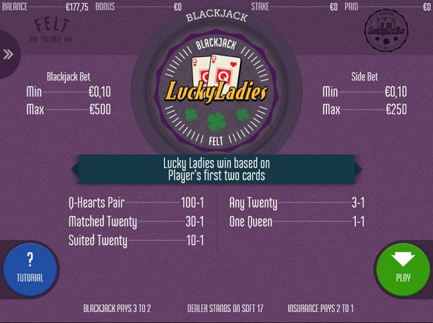 Blackjack Lucky Ladies Side Bet